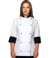 White chef's jacket with cuffs + trousers