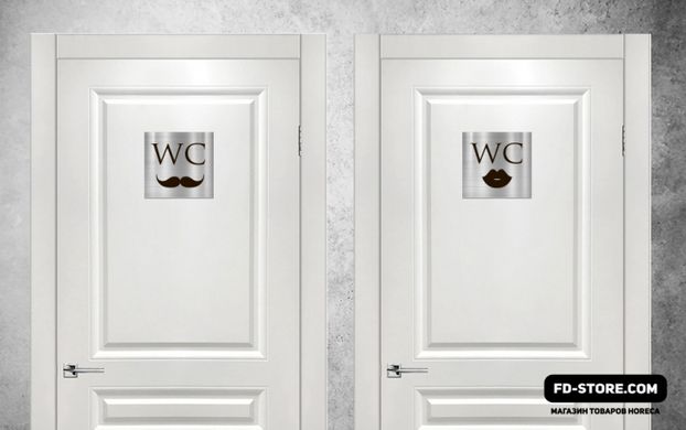 WC toilet sign, серебро